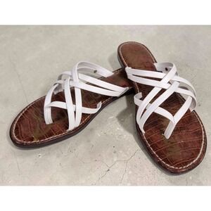 Sam Edelman Georgette Womens Sandals Size 8 White Strappy Leather Flat